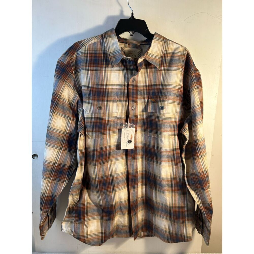 Bob Timberlake xl‎ Flannel Shirt Ginger Plaid rn#74747 Browns New